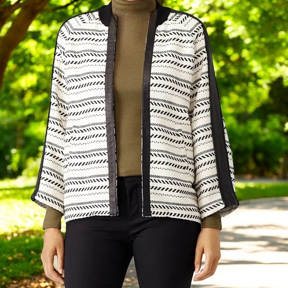 Rebecca Minkoff Womens Bridget Wool Blend Leather Boho Relaxed Fit Jacket XS - Picture 1 of 12